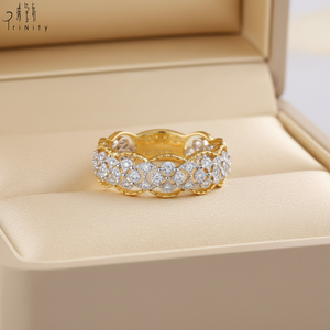 Anillo de diamantes naturales de alta calidad, estilo Art Deco, hueco, en oro blanco de 18 quilates y oro amarillo, para regalo de aniversario. - Product Image 6