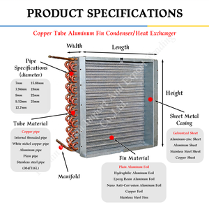 HANXIN Nouveau Condenseur à Air Refroidi, Échangeur de Chaleur à Tubes <span class=keywords><strong>en</strong></span> Cuivre et Ailettes <span class=keywords><strong>en</strong></span> Aluminium pour Unités de Réfrigération HVAC et Chambres Froides, Personnalisable - Product Image 3