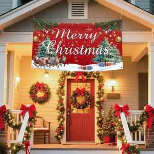Custom Printed Christmas Polyester <b>Banner</b> High Quality Waterproof for Home Shop Outdoor Mall Party Festival Decoration - Product Image 3