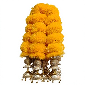 Guirnalda de Caléndulas Mini Hechas a Mano, Decoración Floral Colgante para Puerta, Boda, Diwali, Inauguración de Casa - Product Image 1