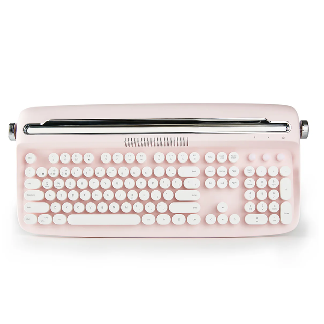 YUNZII ACTTO B503 Wireless Keyboard Retro Typewriter Style Baby Pink 104 Keys Keyboard With Stand for Laptop Tablet PC
