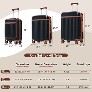 Juego de Maletas de 3 Piezas, 20 Pulgadas, con Puerto USB, Carcasa Rígida de ABS, Envío Gratis en EE. UU., Disponible en Stock, Compatible con Dropshipping - Product Image 2