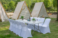 Tables pliantes modernes de 8 pieds pour fêtes, mariages et banquets – Mobilier de salle à manger extérieur – Offre spéciale