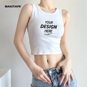 HG669 Custom LOGO ODM OEM Clothing Graphic Wholesale Blank Ladies <b>White</b> Black Plain Basic Knit Women <b>Crop</b> <b>Tank</b> <b>Top</b> - Product Image 1