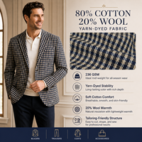 Fournisseurs de tissus – Tissu en molleton de coton teint en fil à carreaux Gingham pour costume homme printemps-automne – Échantillon gratuit – Tissu mélangé laine