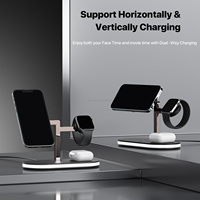 Station de charge sans fil portable pour téléphone portable et montre avec lampe de chevet 3 en 1, charge rapide 15W, chargeur sans fil magnétique