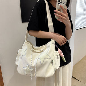 New <b>Large</b> Capacity Embroidered Underarm Shoulder Bag Soft Striped Velvet Women's Crossbody Bag - Product Image 5