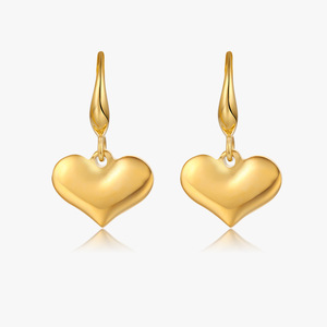 Cute Minimalist Japanese Solid Heart Smooth 18K Gold Plated Stainless Steel <b>Hook</b> <b>Earrings</b> - Product Image 1