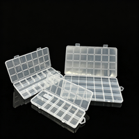Boîte d'emballage rectangulaire en plastique PP multi-tailles, épaisseur 2 mm, étui portable à compartiments fixes pour petits objets et bijoux