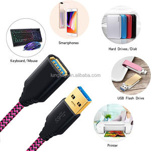 फेफड़ों के के 2 मीटर नायलॉन ब्रेएडेड यूएसबी 3.0 एक्सटेंशन केबल 5 जीबीपीएस डेटा ट्रांसफर मेटल केस पुरुष को महिला यूएसबी एक्सटेंडर कॉर्ड - Product Image 3