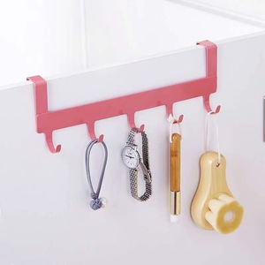 Over Door <b>Hooks</b> With 5 <b>Hooks</b> Removable Storage Rack For <b>Kitchen</b> Bedroom Wall Mount No Drill <b>Hook</b> Type PP Material - Product Image 1