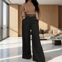 Frühling Einfarbige Baumwoll-Twill Hose mit Hoher Taille, Locker Geschnitten, Elegant, Weites Bein, Lässige Damenhose FANSTON Zhejiang OEM-Service für EU und USA