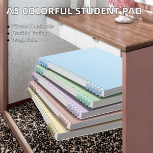 사이즈 60매 학생용 노트패드 10홀 루즈리프 손에 편한 <span class=keywords><strong>PP</strong></span> 커버 인쇄된 심플한 탈부착 가능 가로줄 컬러풀 - Product Image 2