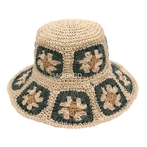 D topi Cloche pola baru murah topi Bucket renda kertas buatan tangan sejuk dengan bunga untuk wanita