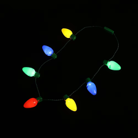 Kalung Natal LED Populer Tahan Lama Unik 7 Lampu Bercahaya 2*Baterai CR1220 Bahan ABS/PVC Dekorasi Pesta Festival Natal