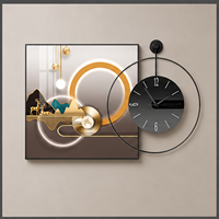 Horloge murale artistique Cerf de montagne, décor paysager noir et or pour murs de canapé, bureaux, suites d'hôtel, intérieurs inspirés de la nature