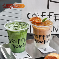 Gobelets jetables transparents en PET pour boissons froides, avec logo personnalisé imprimé, 12oz, 14oz, 16oz, 18oz, 20oz, 24oz, 98mm, avec couvercles et pailles