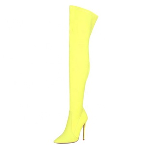 Multi-colors Size 45 Women's Over Knee Boots Stretch Fabric Thigh High Boots Women Skintight Stiletto Shoes on Long Boots - Product Image 2
