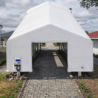 Abri de stationnement portable extérieur à double treillis en acier galvanisé, pour stockage, avec toit à pignon, résistant aux intempéries, plage de température 30+70°C