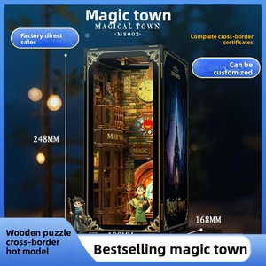 2026 Novità Transfrontaliera: Casetta <span class=keywords><strong>in</strong></span> Legno 3D Fai da Te, Puzzle Artigianale Scena Città Magica con Scatola Colorata, Decorazione da Tavolo, <span class=keywords><strong>Vendita</strong></span> all'Ingrosso - Product Image 4