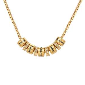 Collana personalizzata in acciaio inossidabile con perline incise con nome di famiglia collana membro della catena di Mantra personalizzata regalo per la festa della mamma - Product Image 1