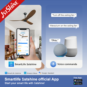 1stshine Ventilateur de Plafond Basse quantité minimale de commande Wifi Fonction OEM Lame en Bois 60 Pouces Fantaisie Ventilateur de Plafond Grossistes - Product Image 6