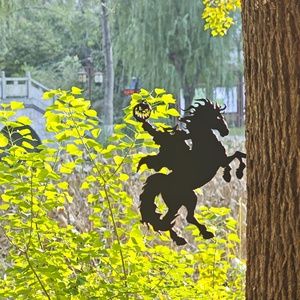 Ornement de jardin poli, style artisanal chinois, en forme de feuille, de sphère, de cygnes, d'escargot, de libellule, d'unicorn, de vache des Highlands, avec support en forme de croix - Product Image 2