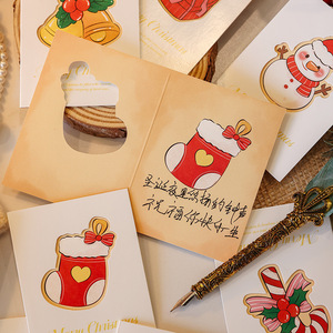 Cartes de Noël détachables mignonnes en gros avec éléments de dessins animés (Père Noël, renne, bonhomme de neige, sapin, cloche) – Cartes de vœux de fêtes avec message de bénédiction - Product Image 4