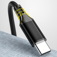 متواصلة النايلون مضفر 3ft USB A إلى USB C كابل شحن USB نوع C كابل الشاحن ل فون سامسونج هواوي