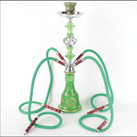 Kit complet de chicha arabe en métal givré, de taille moyenne, à double et quadruple tuyaux, pour bar à chicha