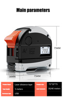 Offre Spéciale 2 en 1 5m ruban à mesurer laser numérique ruban à mesurer électronique rechargeable télémètre laser intelligent avec 40m