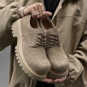 Chaussures en daim à plateforme pour hommes, décontractées, légères, confortables, respirantes, flexibles, tendance, style quotidien, semelle intermédiaire en caoutchouc, microfibre - Product Image 1