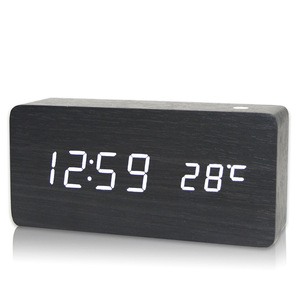 Wooden Digital Alarm <strong>Clock</strong> <strong>Multi</strong>-<strong>Function</strong> LED Bedside <strong>Clock</strong> with Temperature <strong>Display</strong> for Office Home Decor Accessories - Product Image 1