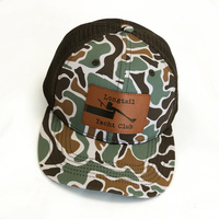 Casquette de camionneur personnalisée OEM à 6 panneaux en maille et en toile de haute qualité en denim et toile pour l'extérieur avec logo en cuir
