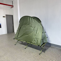Lit de camping portable, tente imperméable surélevée pour une personne avec structure en fibre de verre et revêtement argenté