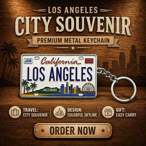 Llavero de Metal con Diseño de Ciudad de EE. UU. Personalizado al por Mayor, Llavero de Recuerdo Personalizado de Los Ángeles, Hollywood, California - Product Image 5