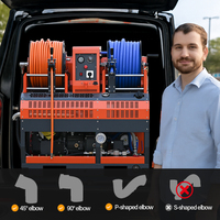 Machine de nettoyage à jet pour égouts AMJET 180 bar 65 lpm, tuyau de 75 m 1/2'', nettoyeur de drains haute capacité pour travaux de plomberie, pompe allemande