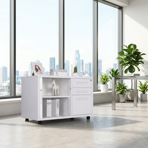 Storage Unit for Home Office KD Structure Steel Password-protected Mobile Cabinet with <b>File</b> Folder and Hanger Desk - Product Image 4
