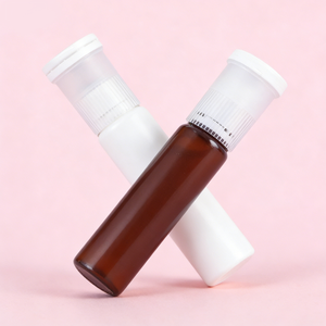 Flacone in Plastica Ambrata a Doppia Camera per Liquidi 10ml 20ml 30ml, Bottiglia per Farmaci Liquidi con Tappo Antimanomissione - Product Image 1