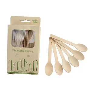 High Quality 50pcs Wooden Forks Spoons Knives Cutlery Eco-Friendly Disposable Wooden Cutlery Set For Restaurant Kitchen