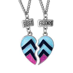 Nouveau arc-en-ciel <span class=keywords><strong>Burger</strong></span> et frites collier à la mode amour coeur épissure bon ami Couple pendentif fille cadeau - Product Image 6