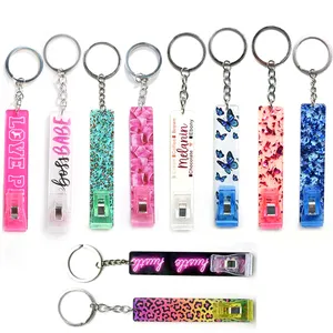 Verified Manufacturer Wholesale Acrylic Material Card Puller Custom Your Own Credit Card Grabber Keychain for Long Nails