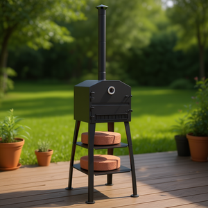 Horno de Pizza de Carbón para Exteriores, Negro, Control Mecánico, con 2 Piedras Refractarias, Duradero y Portátil para Hornear y Tostar - Product Image 2