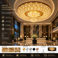 Lustre rond en cristal multi-anneaux avec cadre doré de luxe, lampe de plafond LED personnalisée pour hall d'hôtel, éclairage de projet commercial