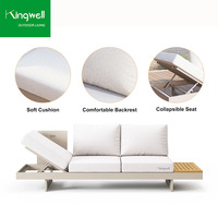 Mobilier d'extérieur moderne en forme de L en aluminium Ensemble de canapés de jardin modulaires minimalistes pour cour hôtels parcs