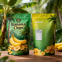 Sachet refermable à fermeture éclair personnalisé, imprimé, résistant à l'humidité, de qualité alimentaire, pour chips de banane