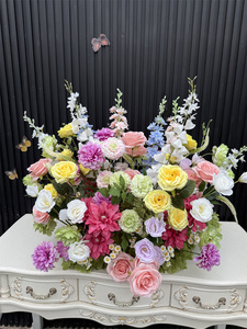 Arreglo Floral Personalizado para Boda de Primavera, Camino de Flores Artificiales con Rosas Rosadas Claras e Hortensias Verdes para Decoración de Fiestas - Product Image 4