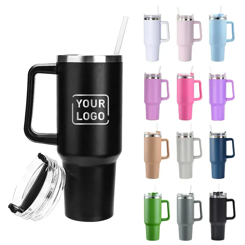 Personalizar 40oz Adventure Quencher Tumble Aço Inoxidável Vacuum Flask Isolado Caneca De Viagem Com Alça