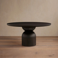 Table à manger ronde en chêne massif de style industriel moderne et luxueux pour 4 personnes, meubles pour la maison