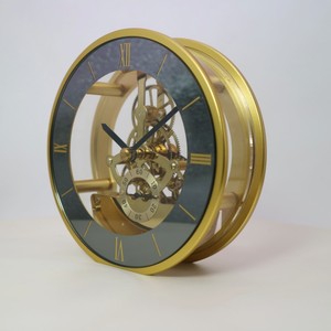 Orologio <span class=keywords><strong>da</strong></span> <span class=keywords><strong>Tavolo</strong></span> Scheletrato con Meccanismo in Metallo, Diametro 130mm, Colore Oro e Nero, Movimento Scheletrato Inseribile - Product Image 2